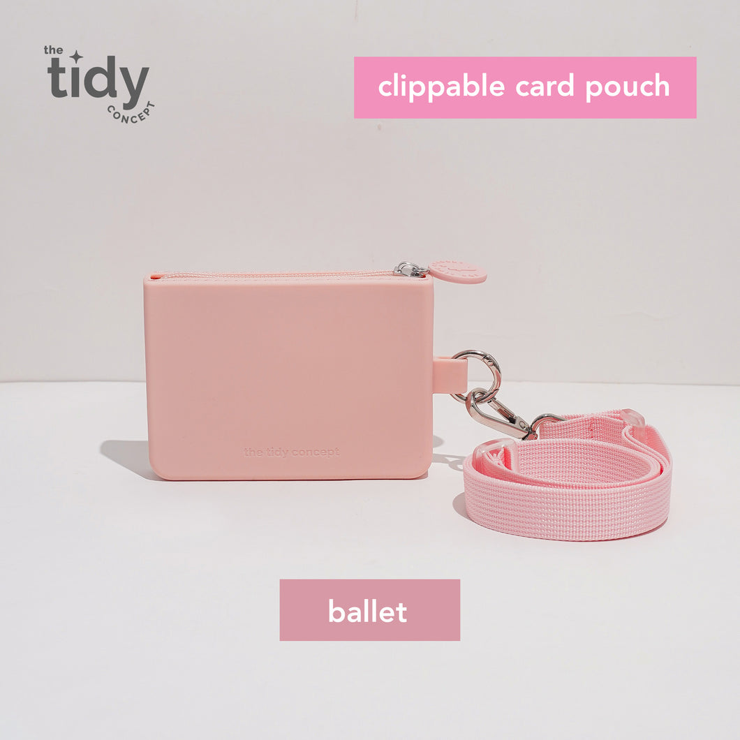 The Tidy Concept Clippable Card Pouch - Silicone Bag with Zipper and Adjustable Nylon Strap